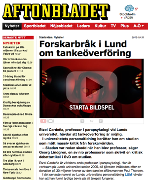 Aftonbladet, Lund, tankeöverföring