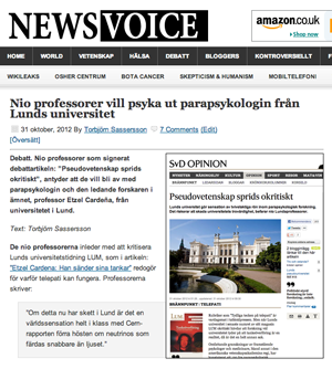 NewsVoice: Nio professorer försöker psyka ut parapsykologiprofessor