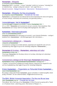 Google sök "Humanism" 9 febr 2014