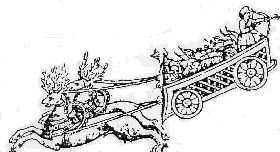 En bikarl med sin handelsvagn. Källa: Schefferus bok LAPPONIA (LAPPLAND) utgiven år 1673