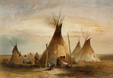 Watercolor on paper by Karl Bodmer from his travel to the U.S. 1832-1834 (Wikipedia)