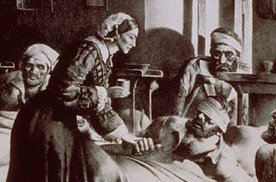 Florence Nightingale (1820 – 1910) sjuksköterska under krig. 