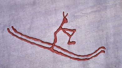 Skidåkare i Rödöy, Norge. 2 500 f.Kr.