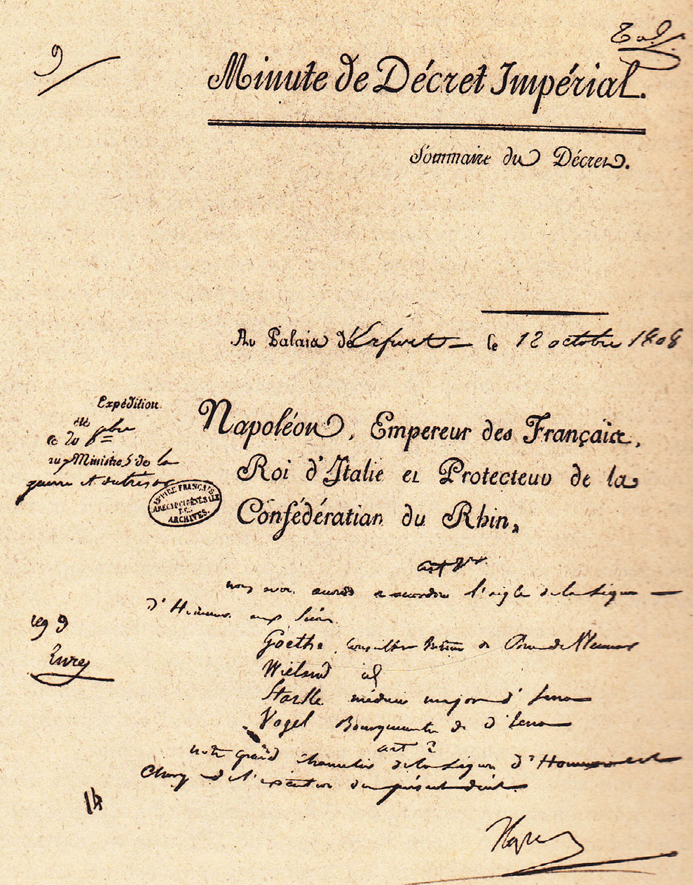 Ehrenlegion Dekret, 1808